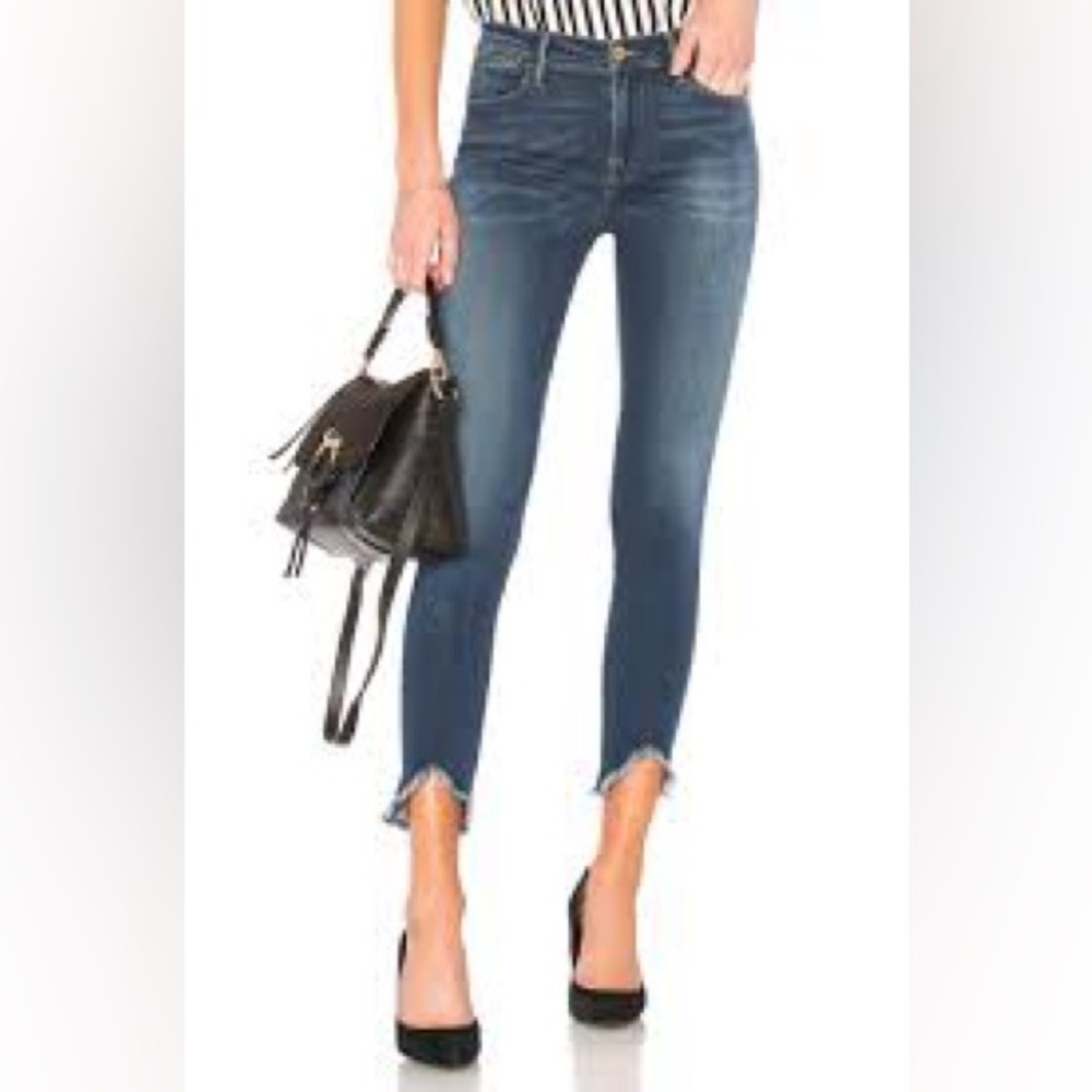 Frame Le High Skinny Jeans Sulham Blue Raw Hem Ankle High Rise Size 27 - Picture 2 of 16